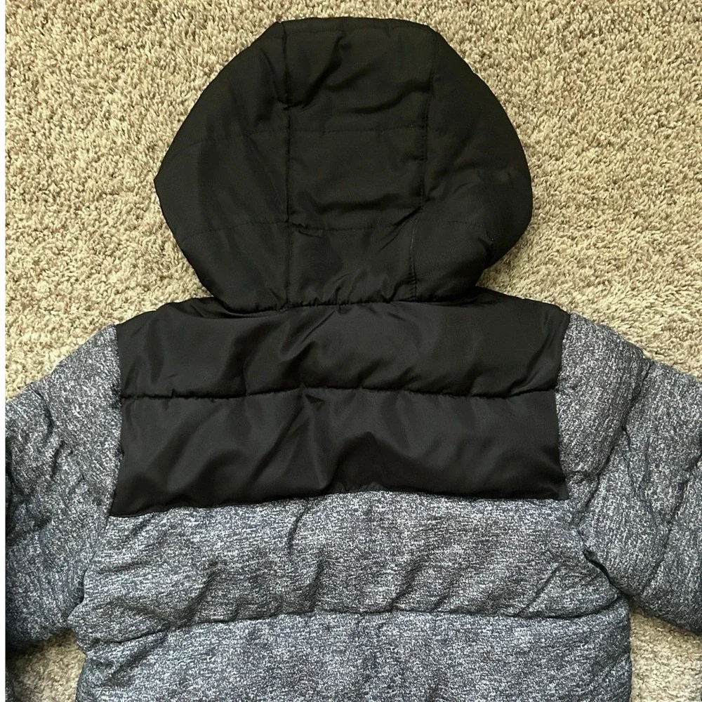 Eddie Bauer I‎ Kids Puffer Winter Hooded Jacket I Quilted Gray Black I Size M